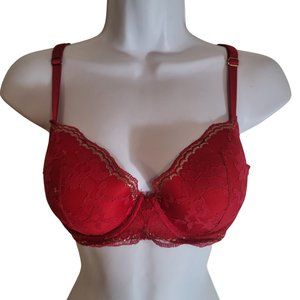 Victoria's Secret 36C Red Bra with Gold Detail